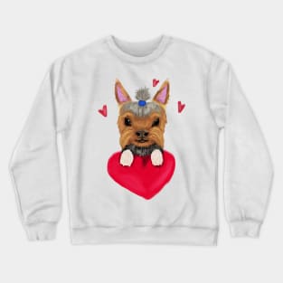 Yorkie with red heart Crewneck Sweatshirt